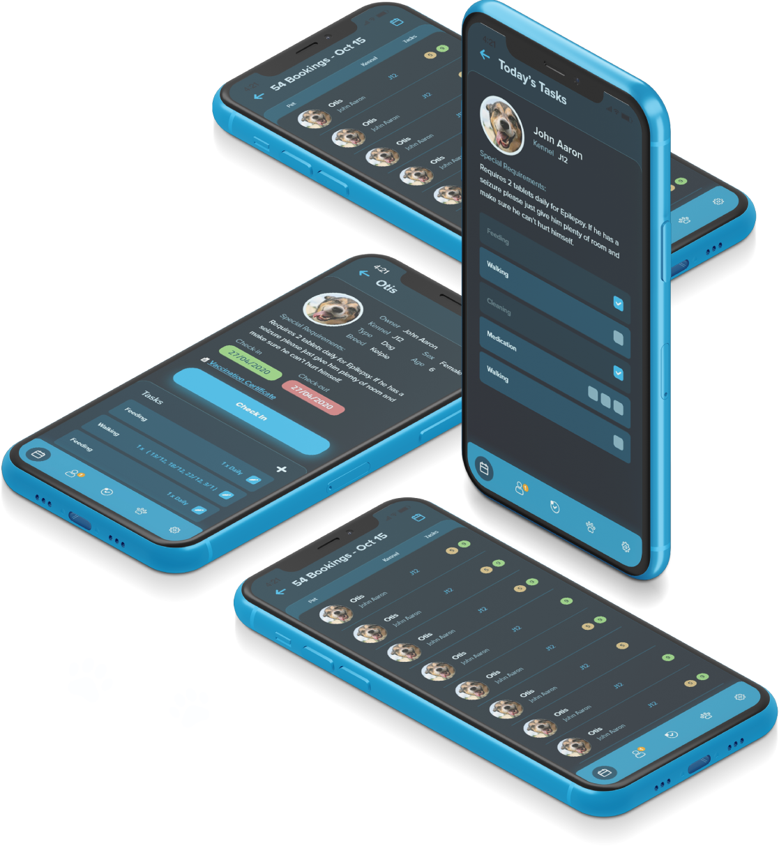 PetConnect platform features displayed on mobile devices